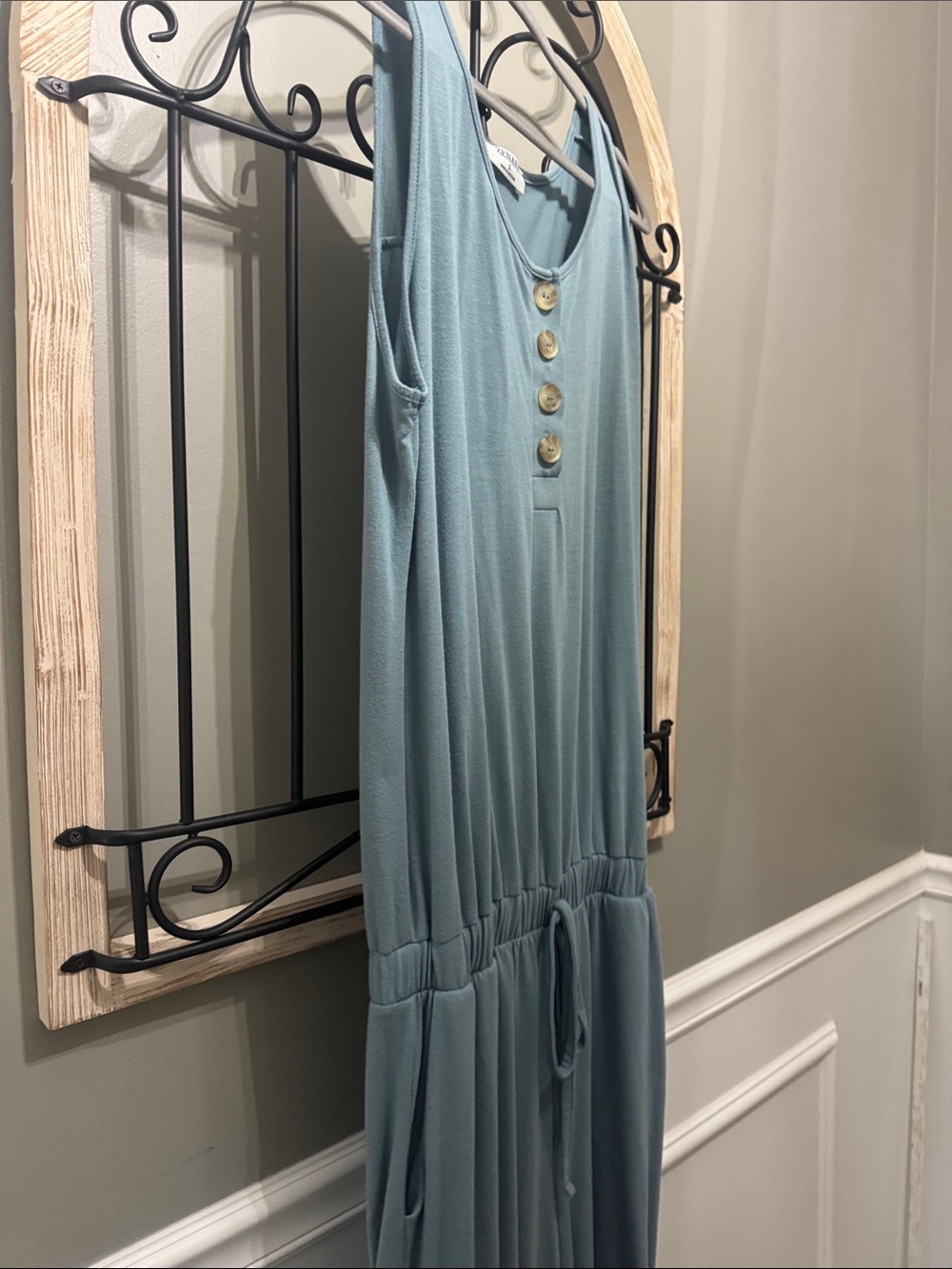Zenana Outfitters Sleeveless Jumpsuit in Dusty Teal L - Picture 6 of 9